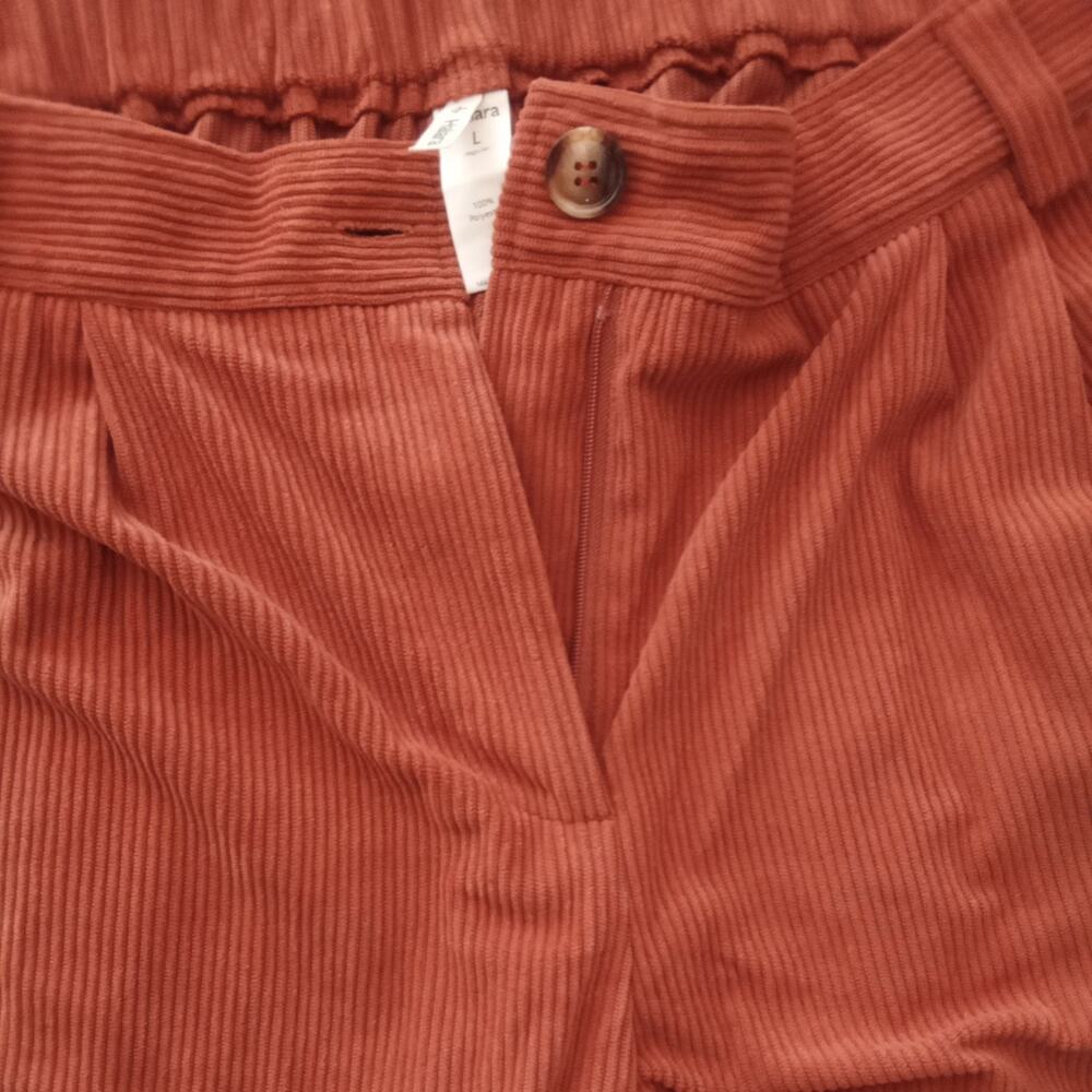 Halara Mid Rise Zipper Corduroy Casual Pants Women's Size L Bombay brown NWT+bag